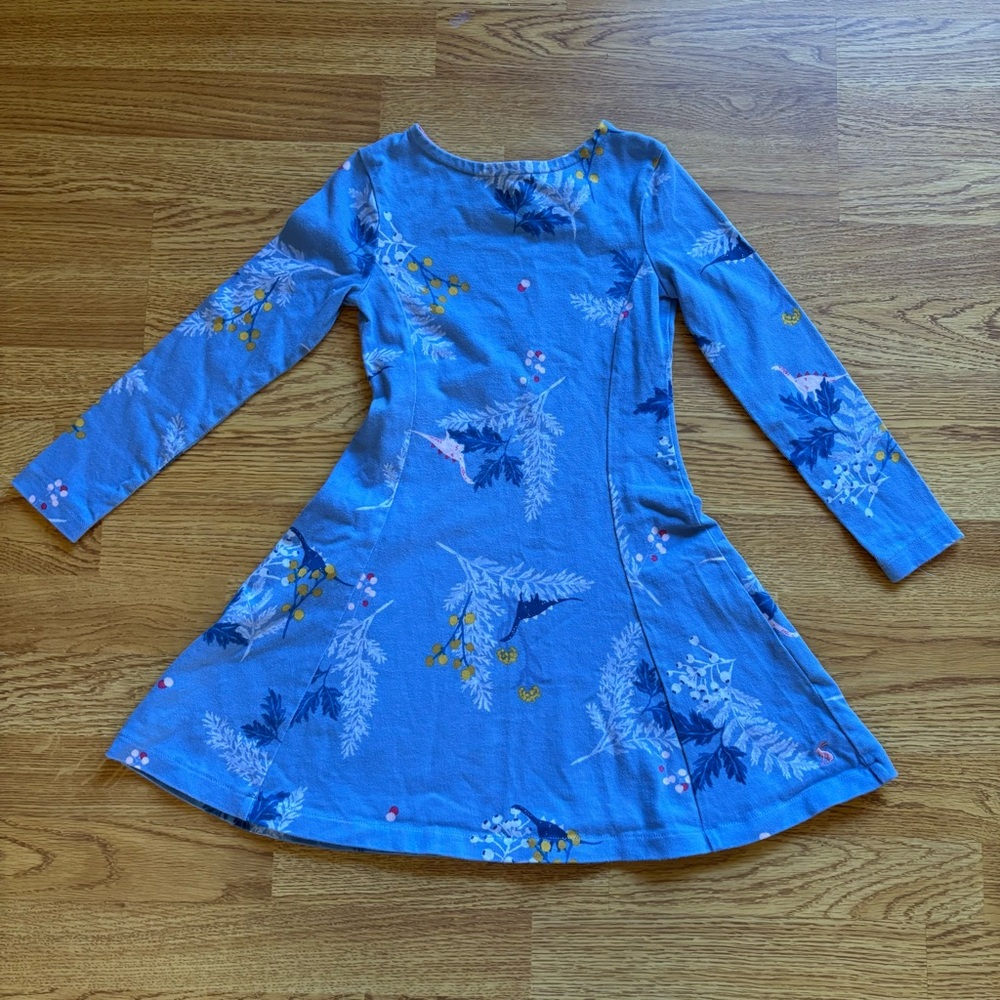 Joules blue dinosaur a line twirl dress girls size 6